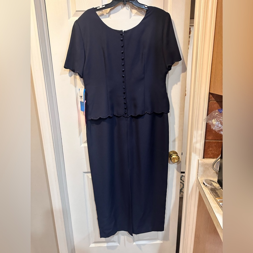 R & M Richard's navy blue sequined formal dress size 16 - Picture 2 of 7